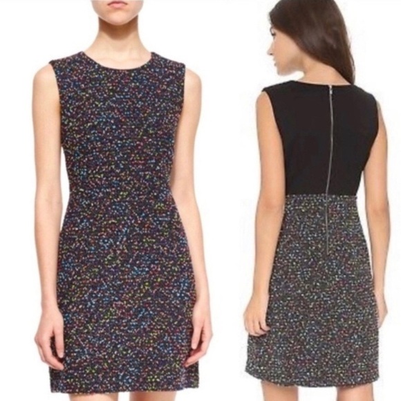 Diane von Furstenberg Carrie II Colorful Round Neck Solid Half Back Tweed sz 10 - Picture 6 of 13